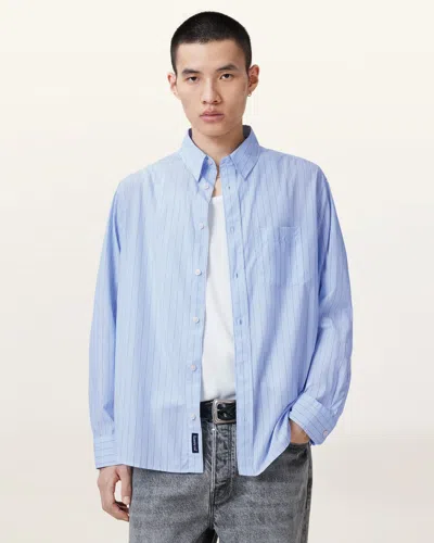 Allsaints Marcel Long Sleeve Shirt In Willow Blue