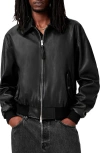 Allsaints Marco Oversized Leather Bomber Jacket In Vintage Black