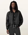 Allsaints Marco Oversized Leather Bomber Jacket In Black