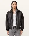 Allsaints Marco Oversized Leather Bomber Jacket In Vintage Black