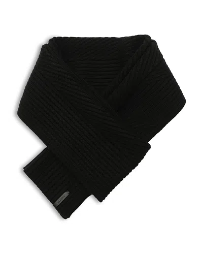 Allsaints Margo Ribbed Wool Blend Scarf In Black