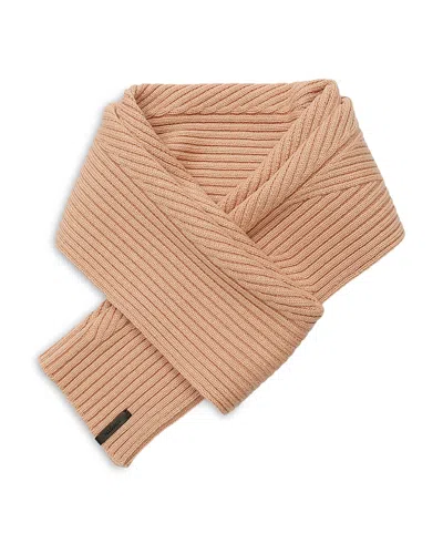 Allsaints Margo Ribbed Wool Blend Scarf In Brown