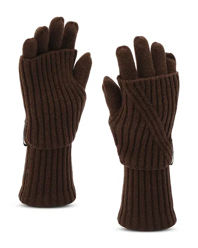Allsaints Margo Wool Blend Ribbed Gloves In Brown