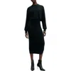 Allsaints Margot Rib Wool Blend Crop Sweater & Midi Sweater Dress Set In Black