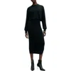 Allsaints Margot Rib Wool Blend Crop Sweater & Midi Sweater Dress Set In Black