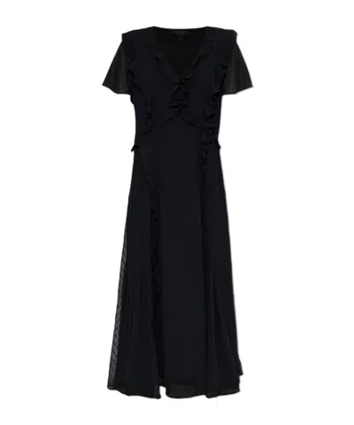 Allsaints Mari Ruffled Midi Dress In Black