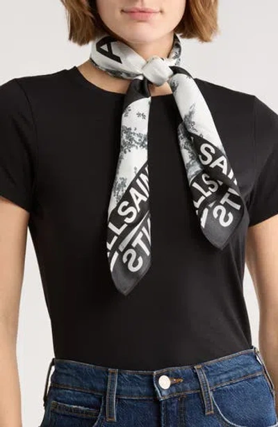 Allsaints Maria Silk Square Scarf In White