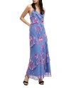 Allsaints Marina Iona Floral Halter Maxi Dress In Neon Pink