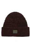 Allsaints Marled Wool Blend Rib Cuff Beanie In Black/truffle Red