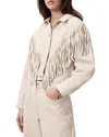 Allsaints Marlene Fringe Trim Denim Jacket In Cream White