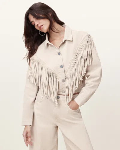 ALLSAINTS ALLSAINTS MARLENE FRINGED DENIM JACKET,