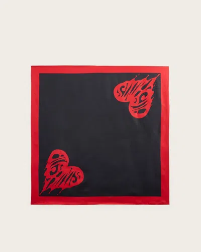 Allsaints Marley Silk Square Scarf In Black