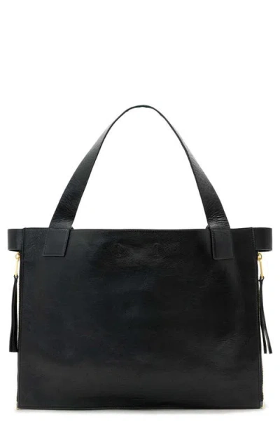 Allsaints Marlo Leather East/west Tote In Black