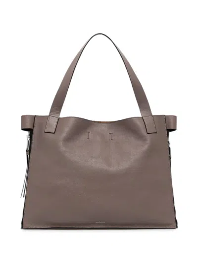 Allsaints Marlo Leather Side-zip Tote Bag In Brown