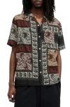Allsaints Marquee Paisley Print Relaxed Fit Shirt In Jet Black/ecru