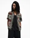 Allsaints Marquee Paisley Print Relaxed Fit Shirt In Jet Black/ecru