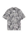 Allsaints Mens Pebblestone Gr Marseille Graphic-print Linen-cotton Shirt In Gray