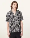 Allsaints Mens Pebblestone Gr Marseille Graphic-print Linen-cotton Shirt In Multi