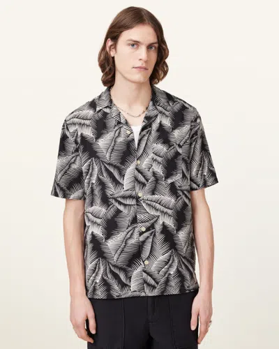 Allsaints Marseille Short Sleeve Hawaiian Shirt In Pebblestone Grey