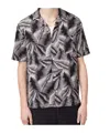 Allsaints Mens Pebblestone Gr Marseille Graphic-print Linen-cotton Shirt In Black