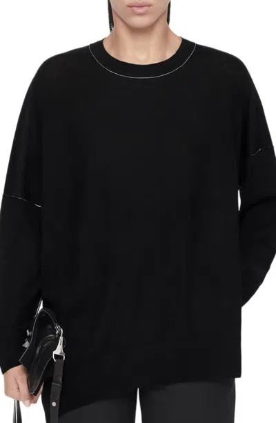 Allsaints Women's Martel Asymmetric Merino Wool Jumper In Black