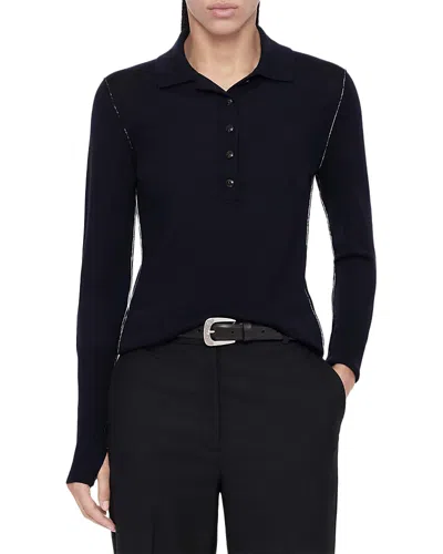 Allsaints Martel Wool Polo Sweater In Black