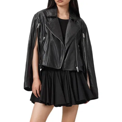 Allsaints Masone Leather Biker Jacket In Black