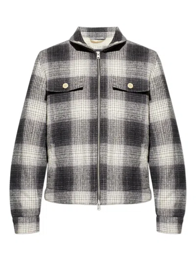 Allsaints Matheson Check Organic Cotton Jacket In Black