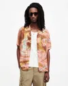 Allsaints Matsuri Short Sleeve Button-up Shirt In Paradise Pink