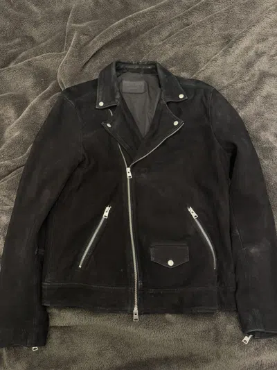 Pre-owned Allsaints Mauri Leather Biker Jacket Size M In Black