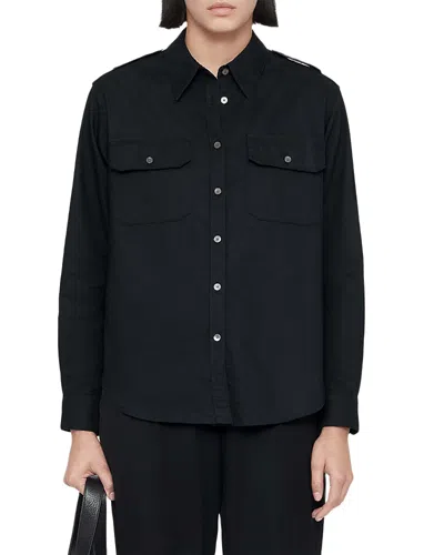 Allsaints Maven Cotton Relaxed Shirt In Black