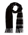 Allsaints Max Check Wool Scarf In Black