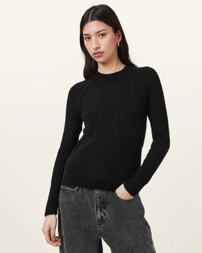 Allsaints Maya Ribbed Cashmere Jumper In Black