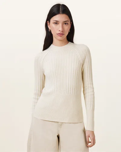 Allsaints Maya Ribbed Cashmere Jumper In Chalk White