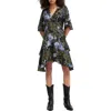 Allsaints Meagan Batu Printed Dress In Deep Khaki Green