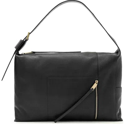 Allsaints Medium Alba Leather Shoulder Bag In Black
