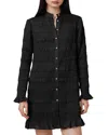 Allsaints Meg Button Front Mini Dress In Black