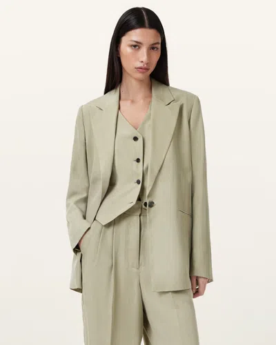 Allsaints Averie Ten Relaxed Fit Blazer In Sage Green