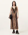 Allsaints Melia Leopard Print Maxi Dress In Evia Golden Brown