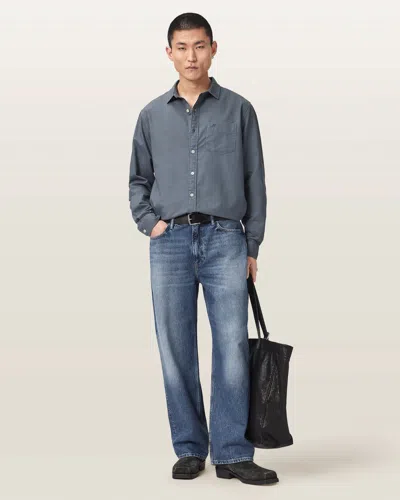 Allsaints Melrose Long Sleeve Cotton Ramskull Shirt In Multi