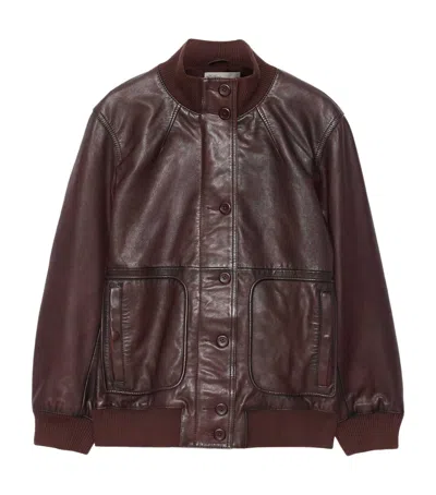 Allsaints Memphis Leather Stand Collar Jacket In Brown