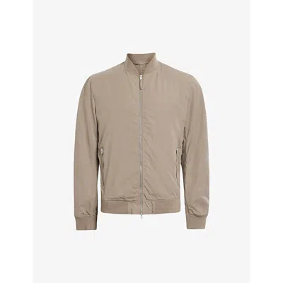 Allsaints Mens Acre Brown Bassett Zipped Cotton-blend Bomber Jacket In Acre Brown