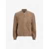 Allsaints Kemble Suede Bomber Jacket In Acre Brown