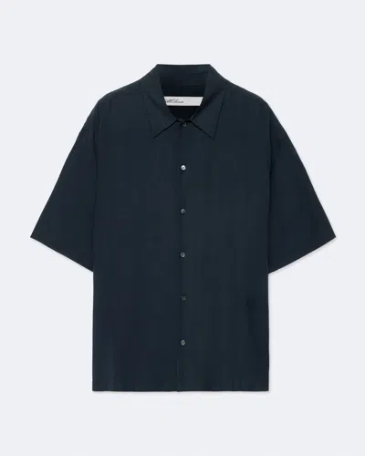 Allsaints Archer Oversized Point Collar Shirt In Blue
