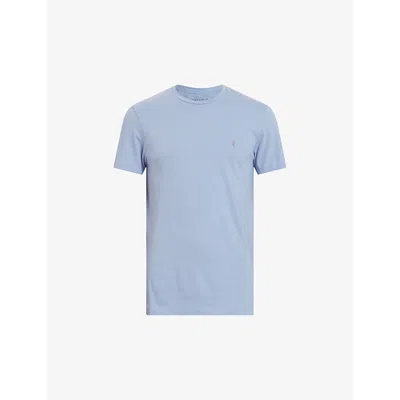 Allsaints Mens Ashcott Blue Tonic Crewneck Cotton-jersey T-shirt