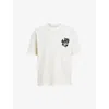 Allsaints Mens Ashen White Orlando Logo-print Relaxed-fit Organic-cotton T-shirt In Ashen White