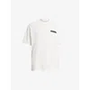 Allsaints Mens Ashen White Redact Embroidered-box Organic-cotton T-shirt