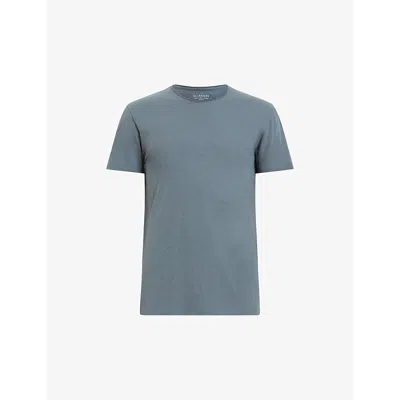Allsaints Mens Ashy Blue Figure Regular-fit Short-sleeve Organic-cotton T-shirt In Ashy Blue