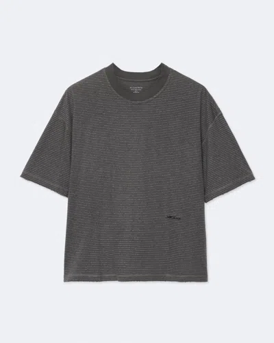Allsaints Axel Cotton Blend Relaxed Crewneck Stripe T-shirt In Gray