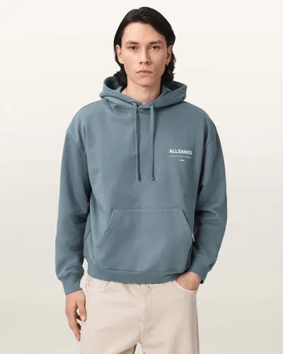 Allsaints Backstage Logo Graphic Drawstring Hoodie In Gray